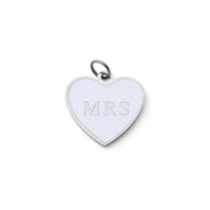 18K Gold PVD Stainless Steel White Heart Mrs Charm- silver main 
