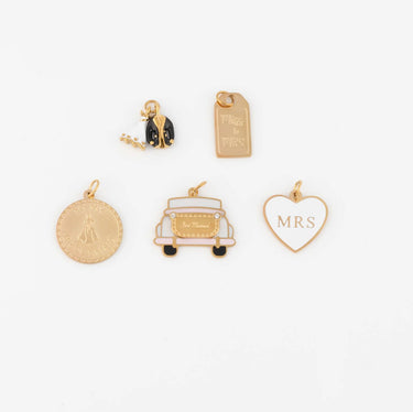 18K Gold PVD Stainless Steel Just Married Car Charm- gold collection wedding studio 