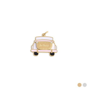 18K Gold PVD Stainless Steel Just Married Car Charm- Gold main 