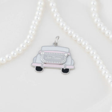 18K Gold PVD Stainless Steel Just Married Car Charm- silver studio 