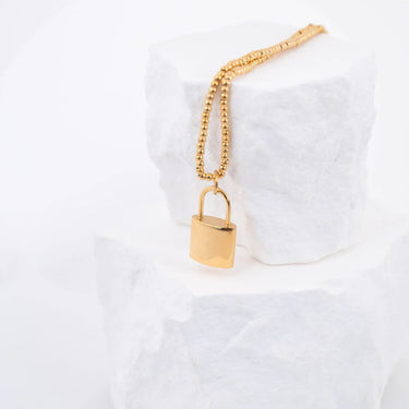 18K Gold PVD Stainless Steel Lock Charm- gold studio