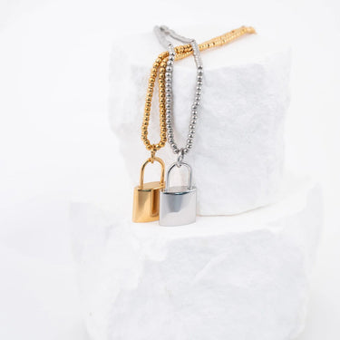 18K Gold PVD Stainless Steel Lock Charm- gold and silver studio 