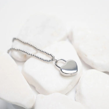 18K Gold PVD Stainless Steel Heart Lock Charm- silver studio 
