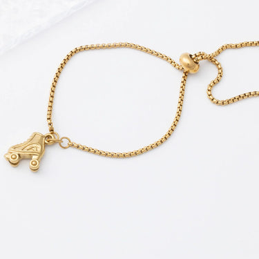 18K Gold PVD Stainless Steel Roller Skate Charm- gold studio 