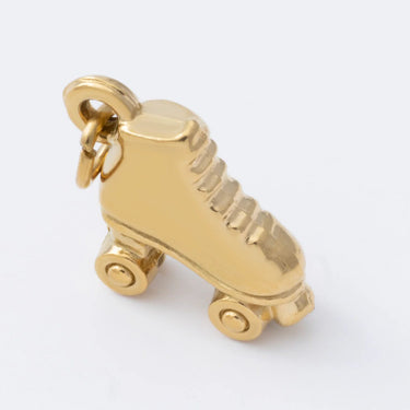 18K Gold PVD Stainless Steel Roller Skate Charm- gold studio 