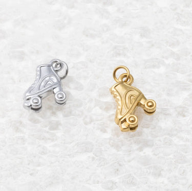 18K Gold PVD Stainless Steel Roller Skate Charm- gold and silver studio 