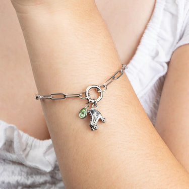 18K Gold PVD Stainless Steel Roller Skate Charm- silver model 