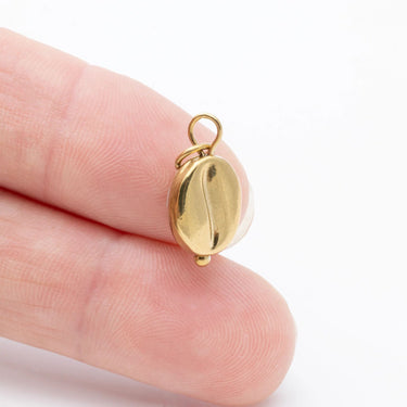 Gold Coffee Bean Charm- Scale shot 
