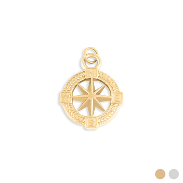 18K Gold PVD Stainless Steel Nautical Compass - gold main 