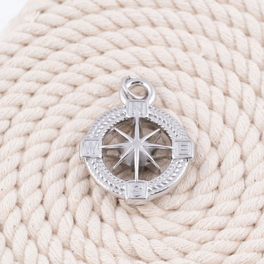 18K Gold PVD Stainless Steel Nautical Compass - silver studio 