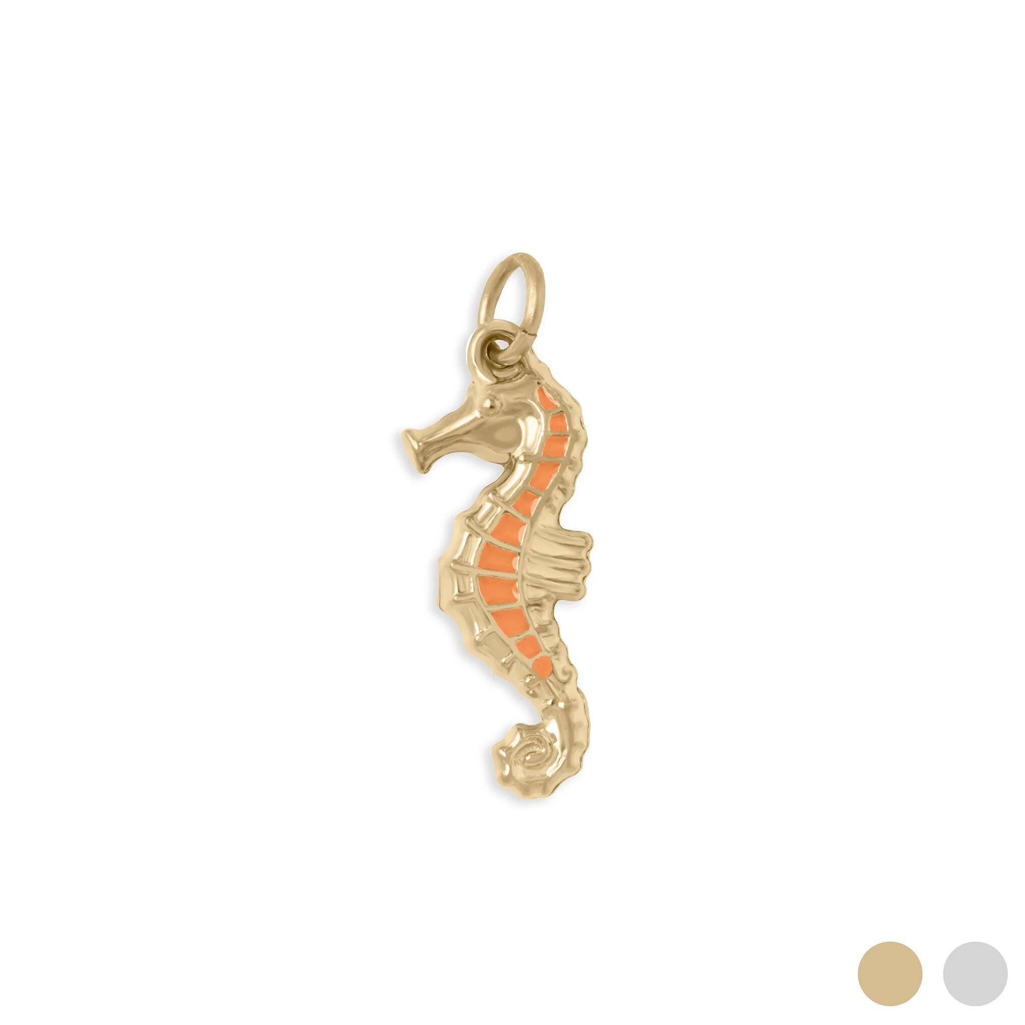 18K Gold PVD Stainless Steel Epoxy Seahorse Charm / PDL0420