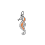 18K Gold PVD Stainless Steel Epoxy Seahorse Charm- silver main 