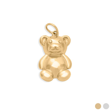 18K Gold PVD Stainless Steel Teddy Bear Charm- gold main 