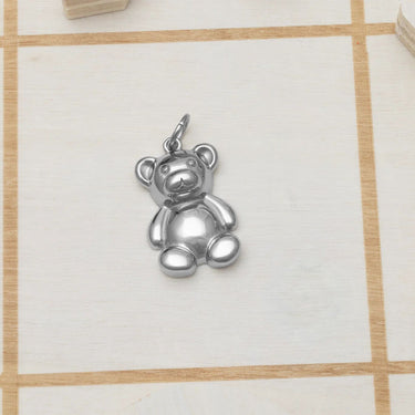 18K Gold PVD Stainless Steel Teddy Bear Charm- silver studio 