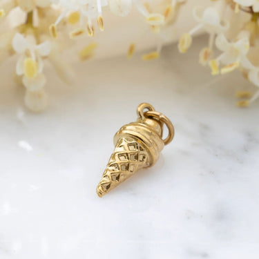 Gold Ice Cream Cone Charm