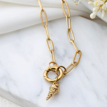 Gold Ice Cream Cone Charm