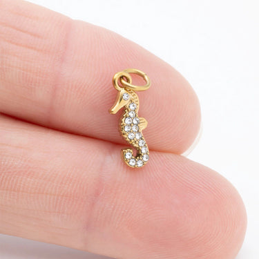 Gold Seahorse Charm- Scale shot 
