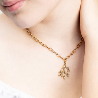 18K Gold PVD Stainless Steel Coral Charm- gold model 