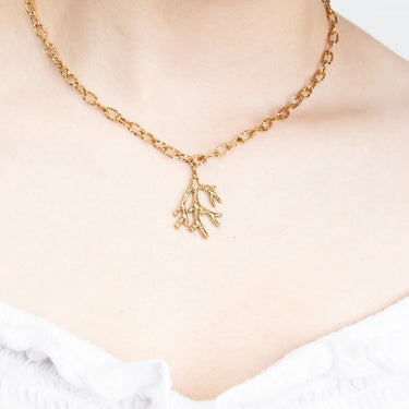 18K Gold PVD Stainless Steel Coral Charm- gold model 