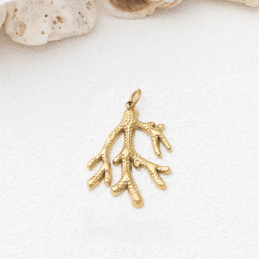 18K Gold PVD Stainless Steel Coral Charm- gold studio 
