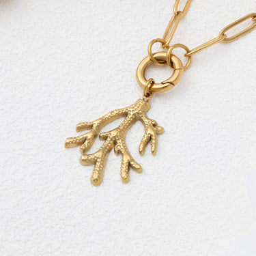 18K Gold PVD Stainless Steel Coral Charm- gold studio 