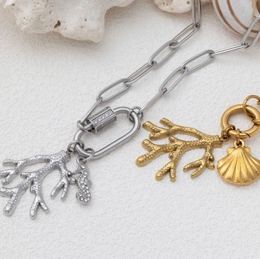 18K Gold PVD Stainless Steel Coral Charm- gold and silver studio 