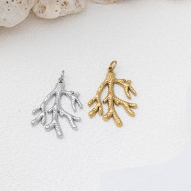 18K Gold PVD Stainless Steel Coral Charm- gold and silver studio 