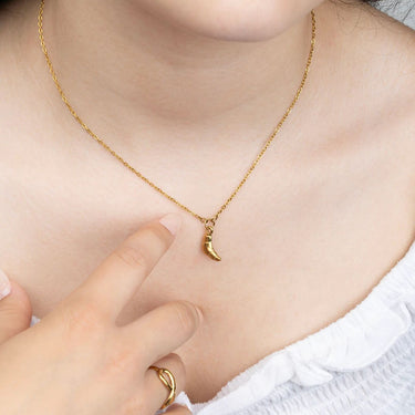 18K Gold PVD Stainless Steel Croissant Charm - gold model 