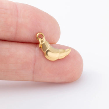 18K Gold PVD Stainless Steel Croissant Charm - gold scale shot 