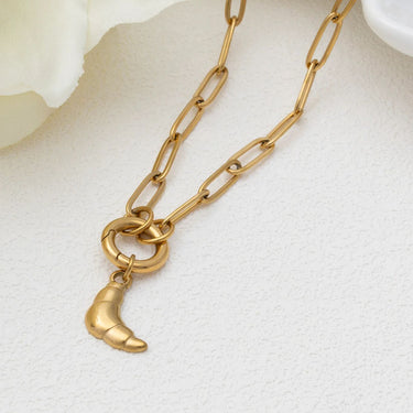 18K Gold PVD Stainless Steel Croissant Charm - gold studio 