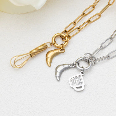 18K Gold PVD Stainless Steel Croissant Charm - gold and silver studio 