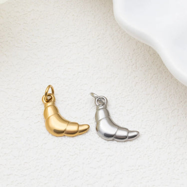 18K Gold PVD Stainless Steel Croissant Charm - gold and silver studio
