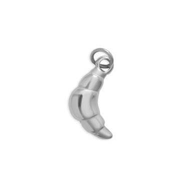 18K Gold PVD Stainless Steel Croissant Charm - silver main