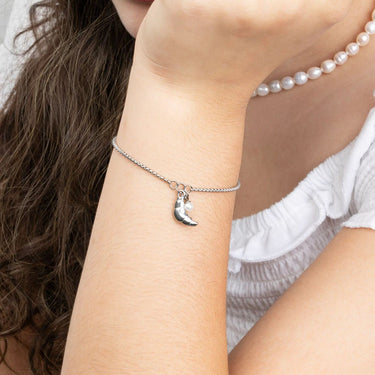 18K Gold PVD Stainless Steel Croissant Charm - silver model 