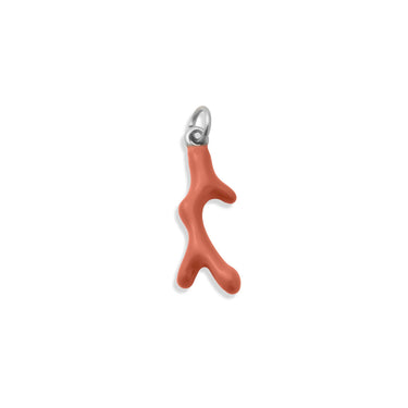 18K Gold PVD Stainless Steel Epoxy Coral Charm- silver main 