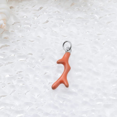 18K Gold PVD Stainless Steel Epoxy Coral Charm- silver studio 