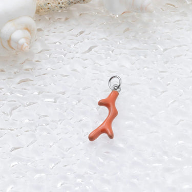 18K Gold PVD Stainless Steel Epoxy Coral Charm- silver studio 