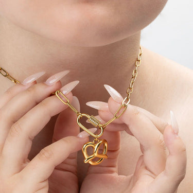 18K Gold PVD Stainless Steel Pretzel Charm- gold model 