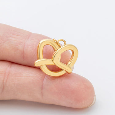 18K Gold PVD Stainless Steel Pretzel Charm- scale shot 