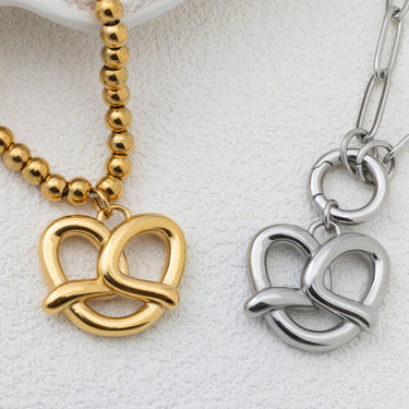 18K Gold PVD Stainless Steel Pretzel Charm- gold and silver studio 