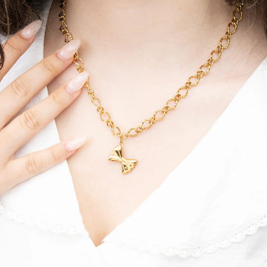 18K Gold PVD Stainless Steel Bowtie Pasta Charm / PDL0433