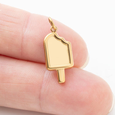 18K Gold PVD Stainless Steel Popsicle Charm - gold scale shot 