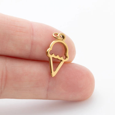 18K Gold PVD Stainless Steel Ice cream Charm- scale shot 