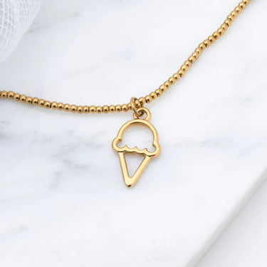 18K Gold PVD Stainless Steel Ice cream Charm- gold studio 