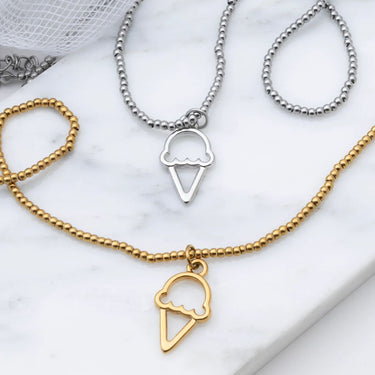 18K Gold PVD Stainless Steel Ice cream Charm- gold and silver studio 