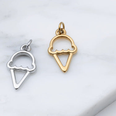 18K Gold PVD Stainless Steel Ice cream Charm- gold and silver studio 