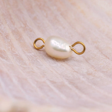 Gold Freshwater Pearl Connector Charm