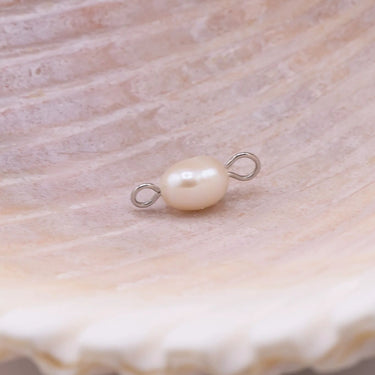 Silver Freshwater Pearl Connector Charm
