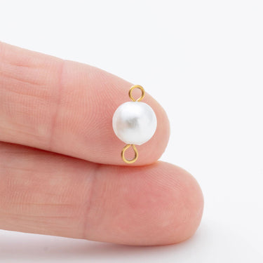 Gold Glass Pearl Connector Charm- Scale shot