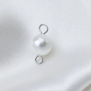 Silver Glass Pearl Connector Charm